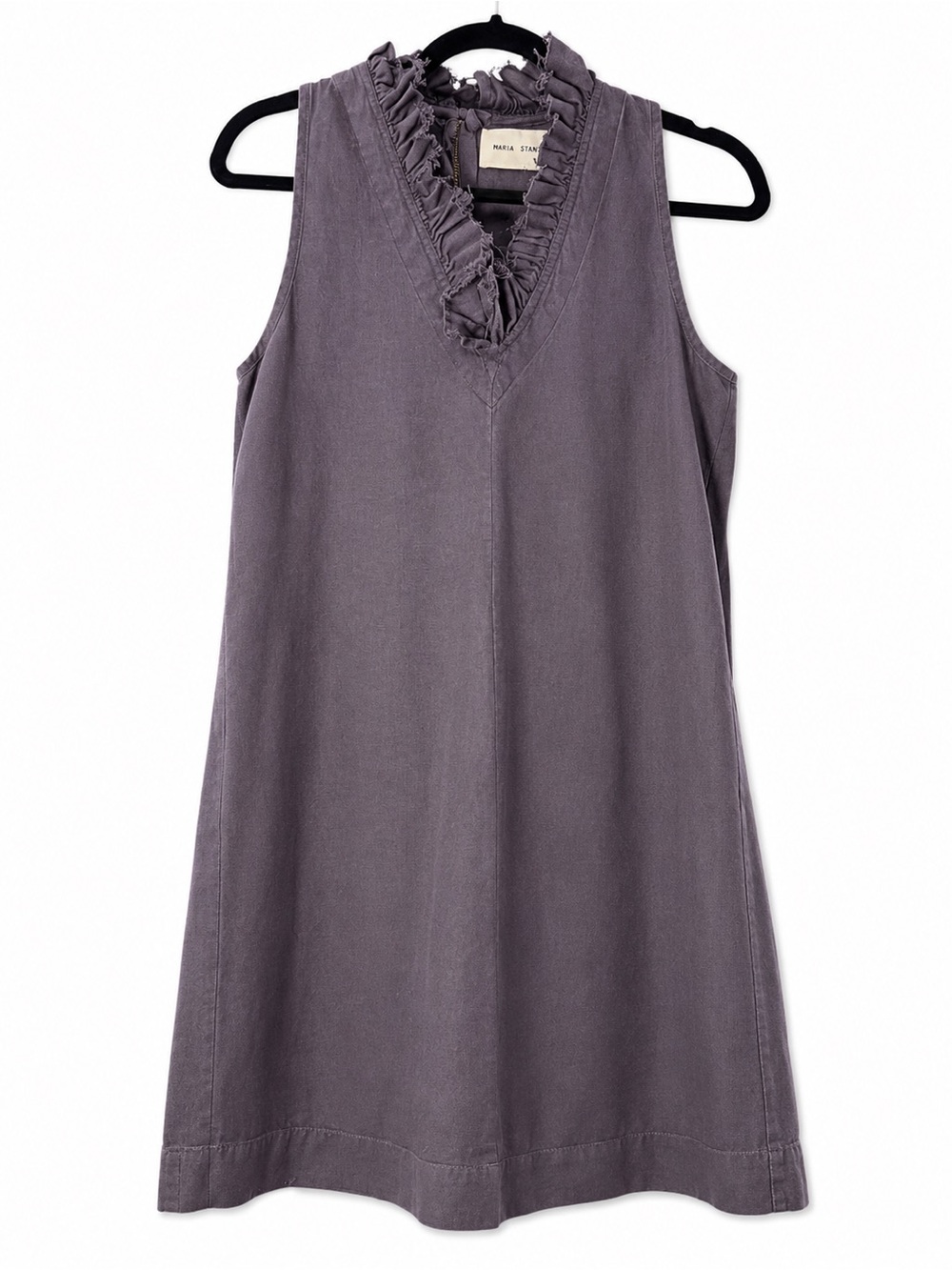 Maria Stanley Anthropologie Ruffle Neck Cotton Linen